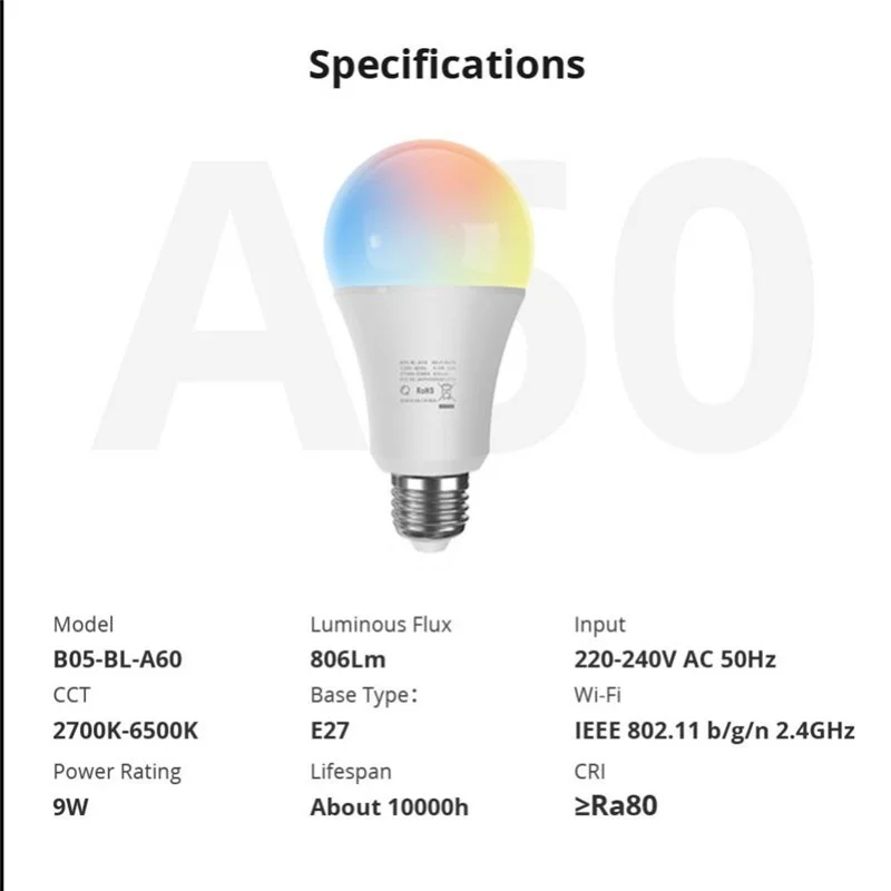 Ewelink Wifi Zigbee E27 Led Lamp RGB CW WW 9W Led Light Bulb Works with Amazon Alexa Google Assistant Home for SmartThings 2025