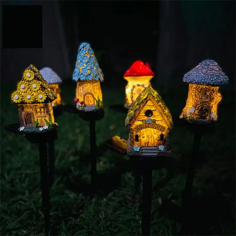 

Solar Pathway Landscape Light For Home Yard Patio Driveway Resin Cottage Christmas Lamp Outdoor Solar Lights Fairy House