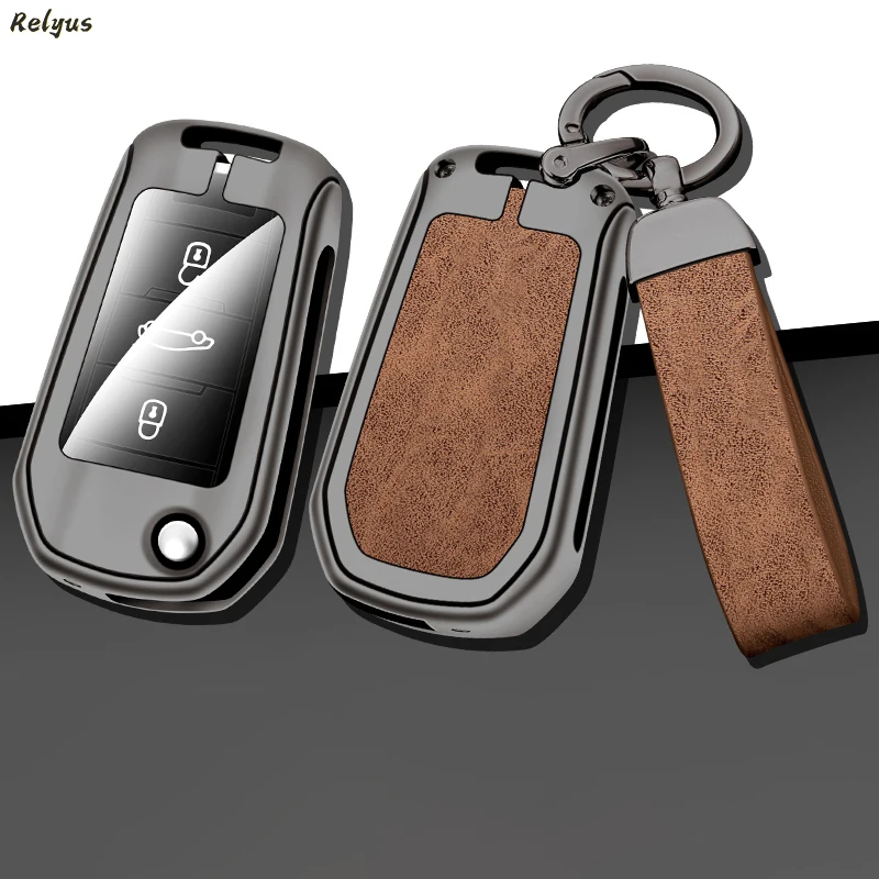 Metal Leather Car Key Case Cover Fob For Peugeot 208 307 308 408 508 2008 3008 4008 5008 Citroen C3 C4 CACTUS C1 C6 C8 Key Shell