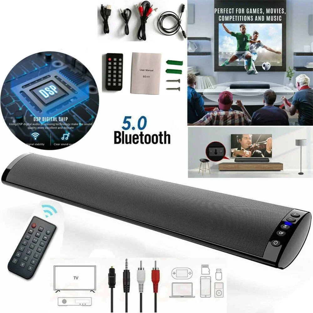 Home Theater System Bluetooth Speaker Computer TV Soundbar Wireless Soundbox 3D Surround Sound Music Center with RCA FM Radio