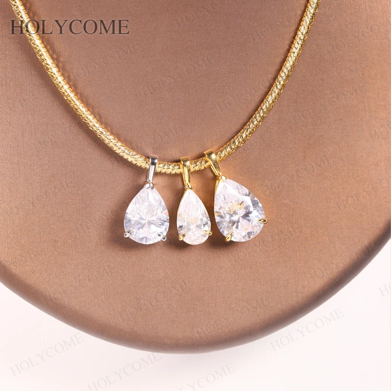 Custom Pendant Choker Pear Shape 8CT/10CT/16CT S/M/L Chain Personalized Elegance Sparkle S925 White Yellow Gold Wedding Jewelry