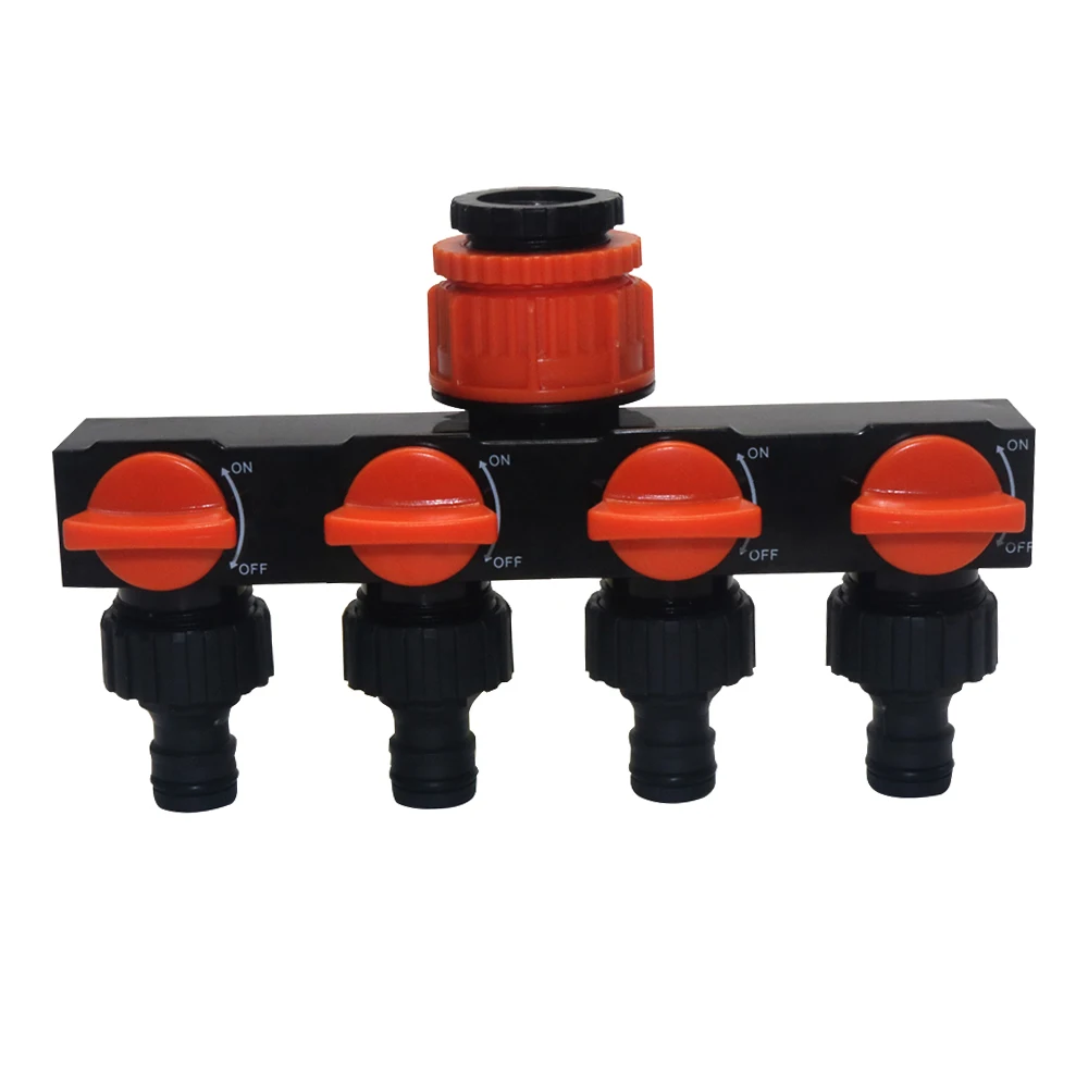 1Pc For Water Pipe 4 Way Hose Splitters Valve Splitter Hose Pipe Tap Connectors 3/4