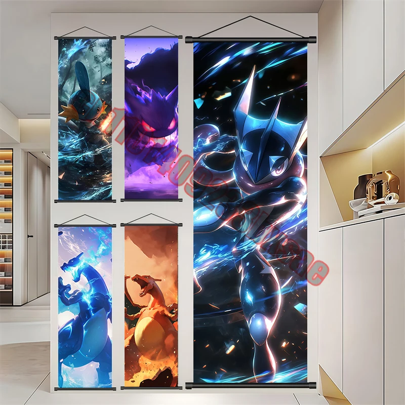 

Classic Cartoon Anime Pokemon Gengar, Charizard, Squirtle, Bulbasaur High Quality Reel Drawing Suitable for Bedroom Decoration