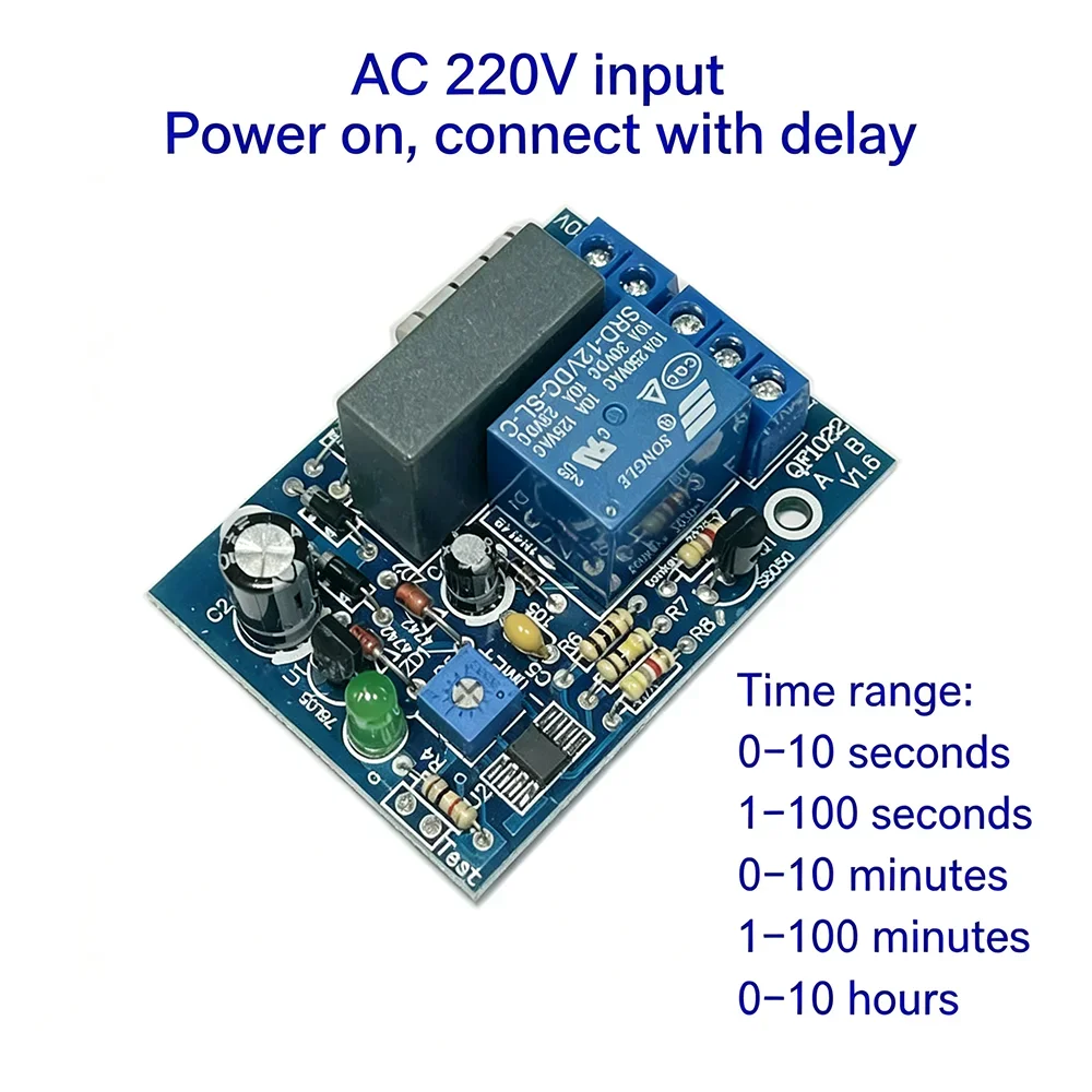 Power-On Delay Timer Relay AC 110V-240V 10S-10H 1NO 1NC Dry Contact Auto Disconnect Switch