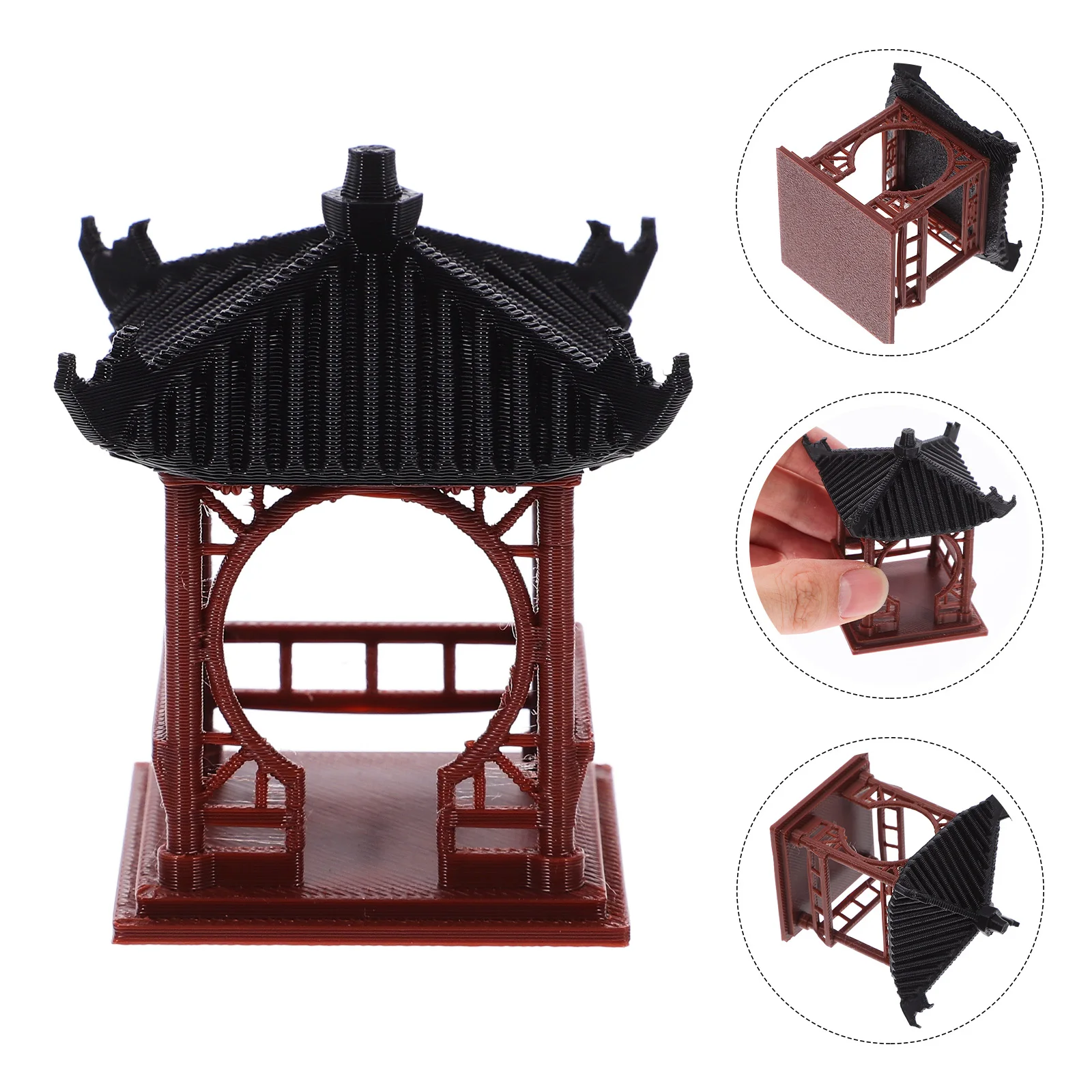 

Miniature Pavilion Plastic Lightweight Landscaping Pavilion Statue Aquarium Sand Table Decoration Garden Bonsai Ornament