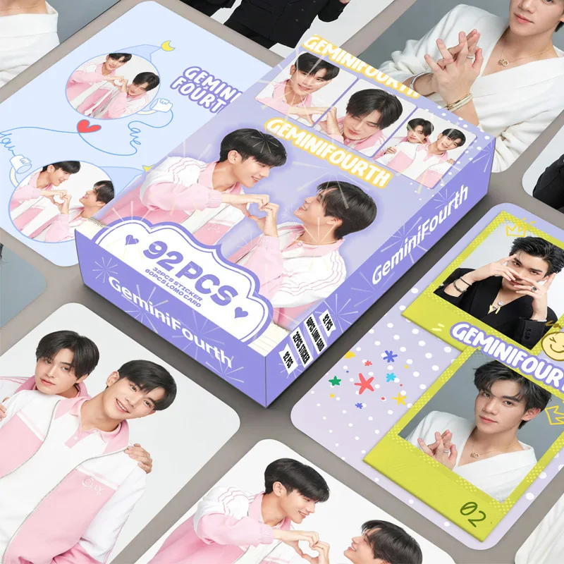 

92Pcs GeminiFourth Laser Lomo Cards, Thai Star Photo Cards with Stickers, Practical Fan Support Collectible