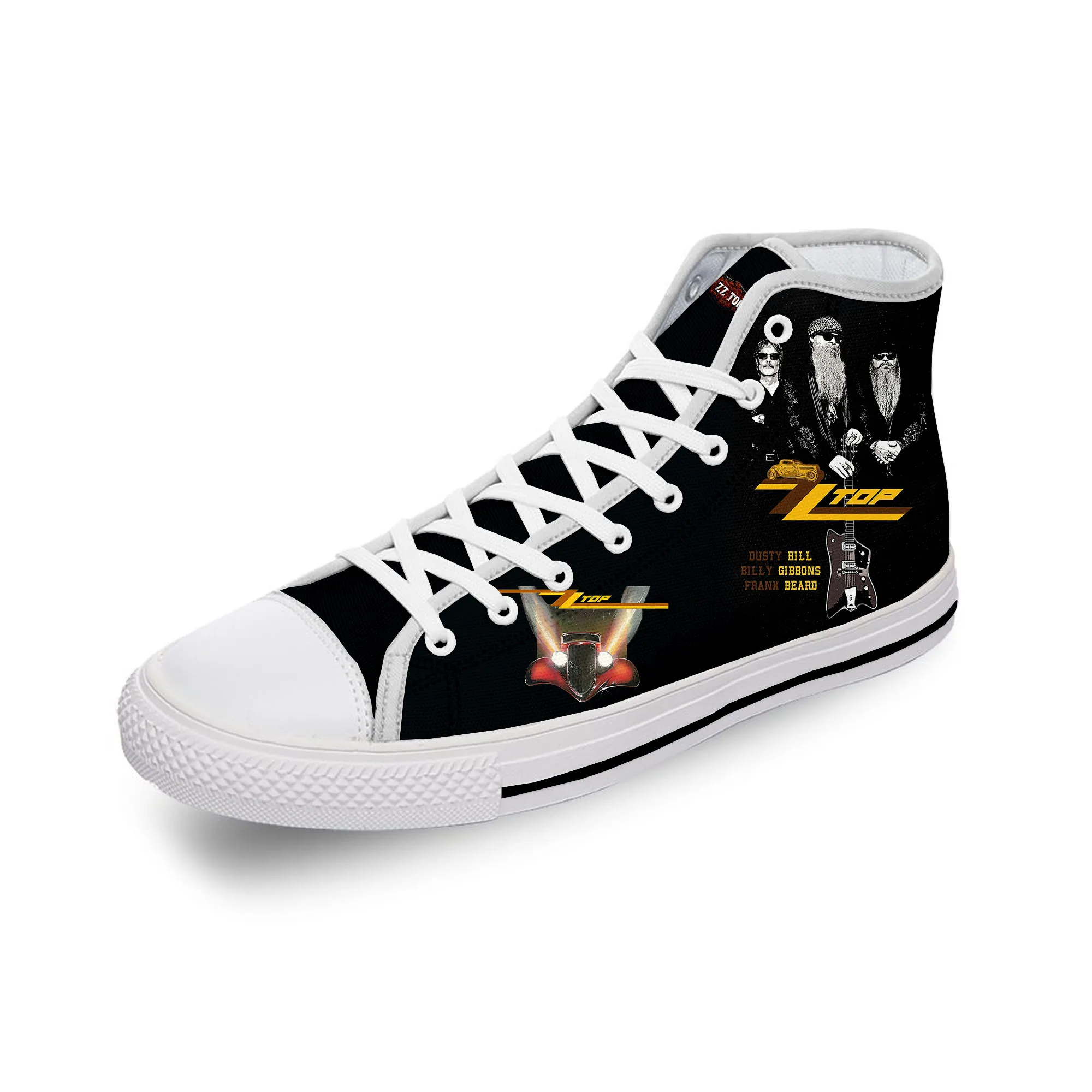 Zapatillas de lona con estampado 3D para hombre y mujer, zapatos ligeros y transpirables de tela blanca fría, de la mejor serie de Blues Rock Band ZZ Singer