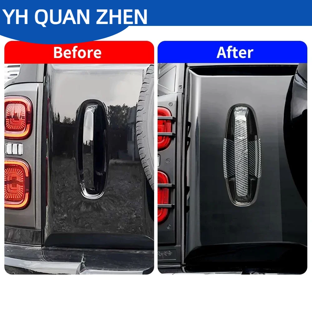 YH QUAN ZHEN for GMW Haval H9 2024-2026 Black Rear Trunk Tailgate Door Handle Bowl Cover Trim Car Refit Anti Scratch Carbon Fibe