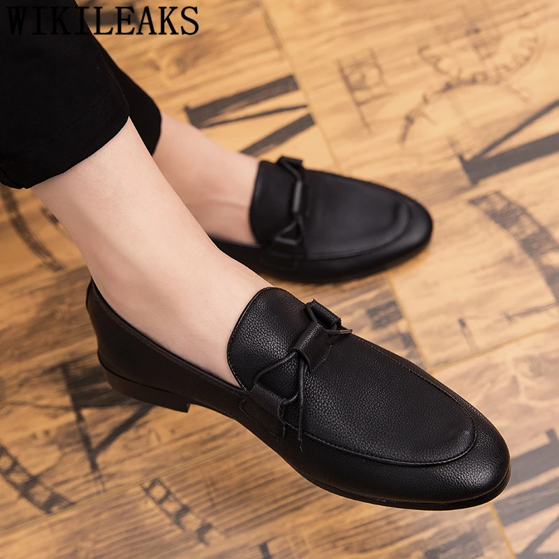 Loafers Men Dress Shoes Leather Italian Office Shoes Men Formal Brand Wedding Shoes Men Elegant Coiffeur Sepatu Slip On Pria