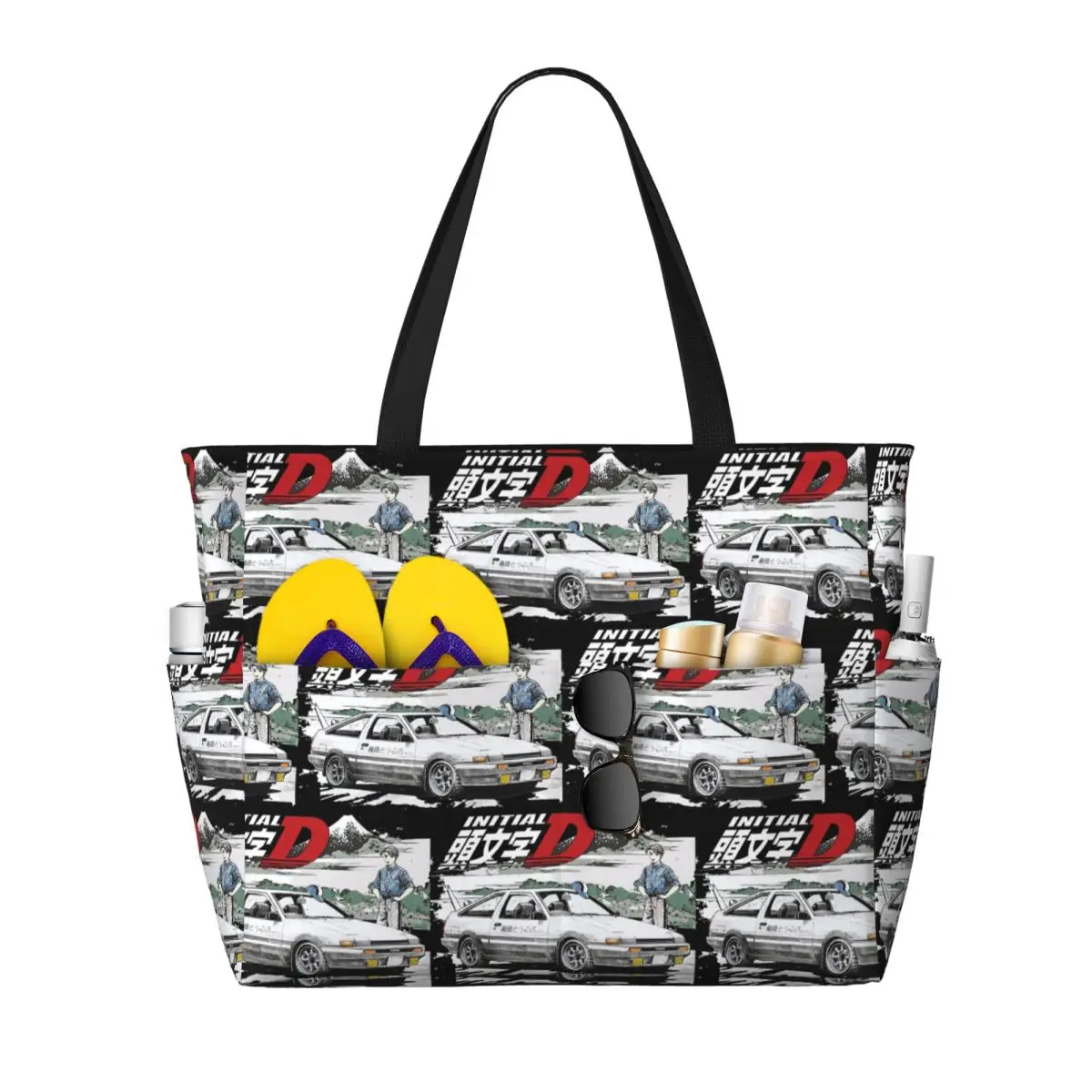 

Initial D Deep Forest Drifting AE86 Takumi Raceway Beach Tote Bag Sport Gym Yoga Duffle Large Women Travel Bag Fitness bag