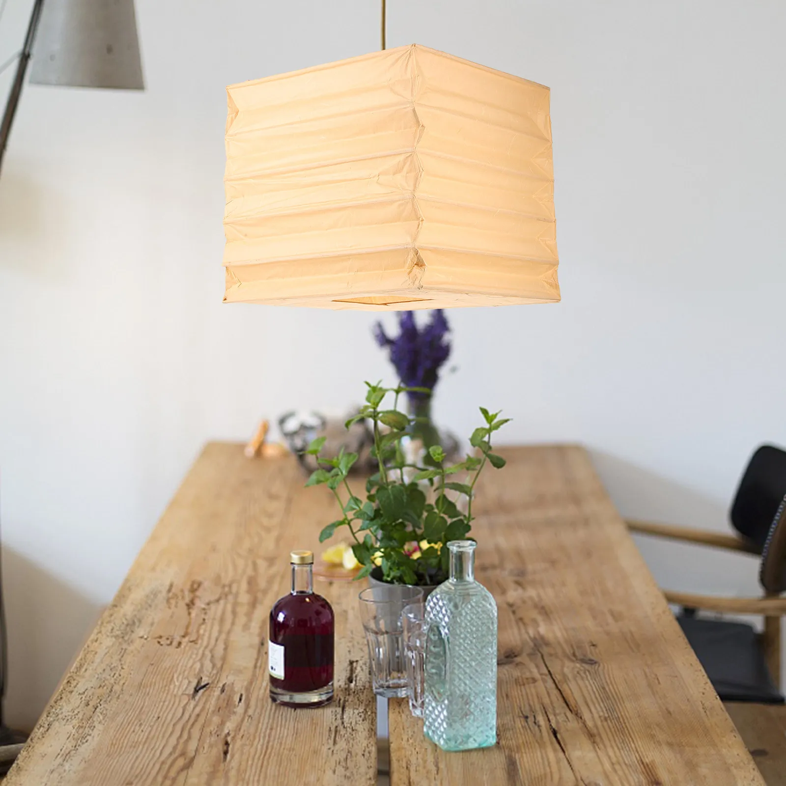 

Бумажный абажур-фонарь, складной, в деревенском стиле, для потолочного светильника, декоративный чехол для отеля, гостиной, спальни, бумажные абажуры