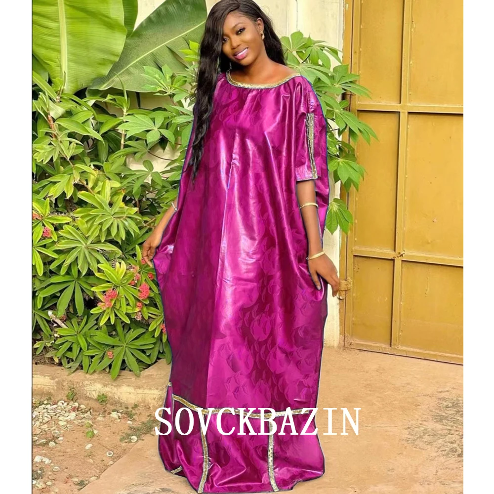 

2023 Newest Nigerian Mali Bazin Riche Dress African For Women Big Size Robe Dashiki Clothes Tradition Basin Wedding Party Gown