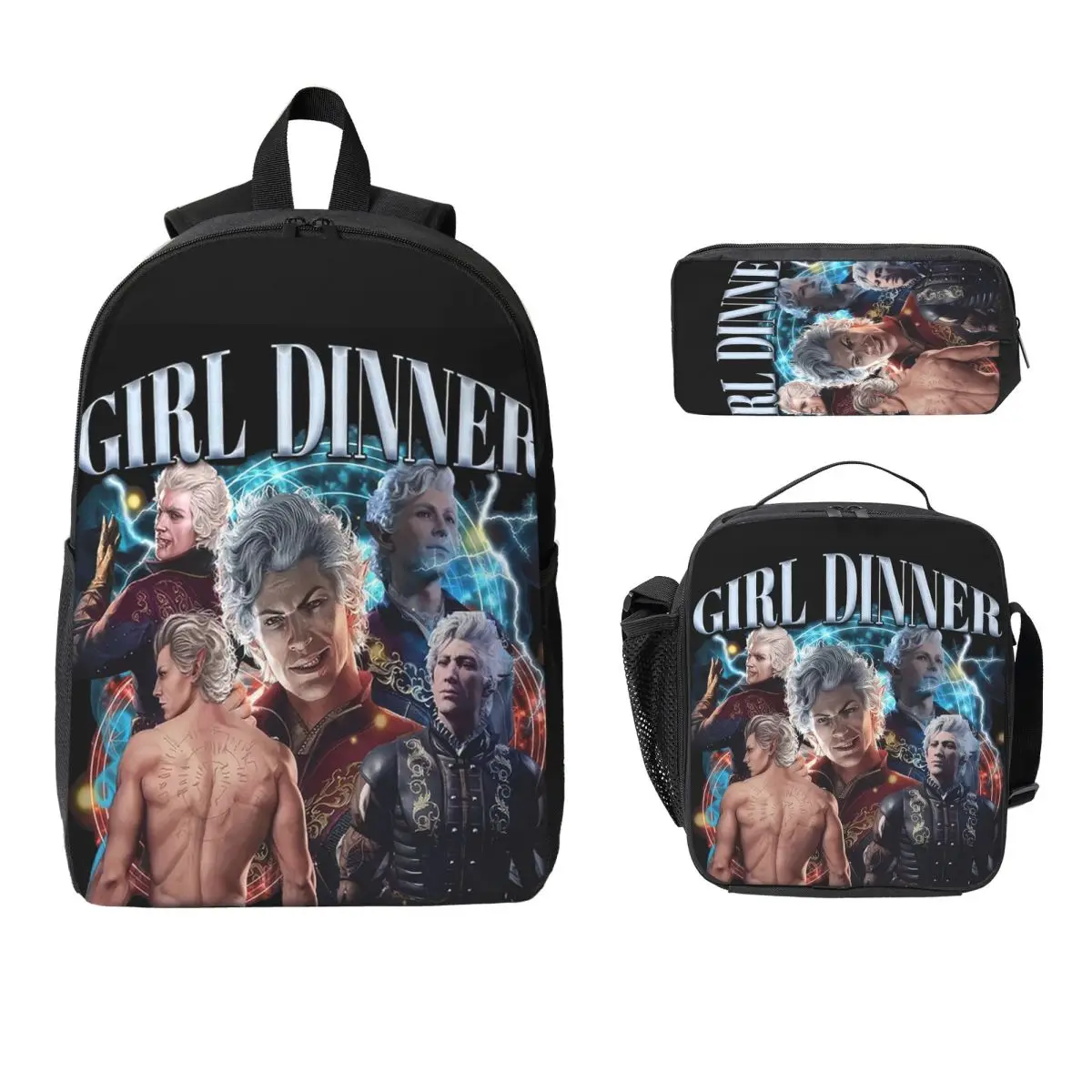 

Astarion Girl Dinner Backpack Student Boys Girls BookBag School Bag Computer Shoulder Bags 3ps Insulated Lunch Bag Pencil Case