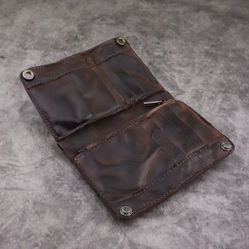 Men Vintage Vegetable Tanned Top Grain Leather Long Wallet Multi Card Slots Money Clip Card Holder Large Capacity 남성 장지갑