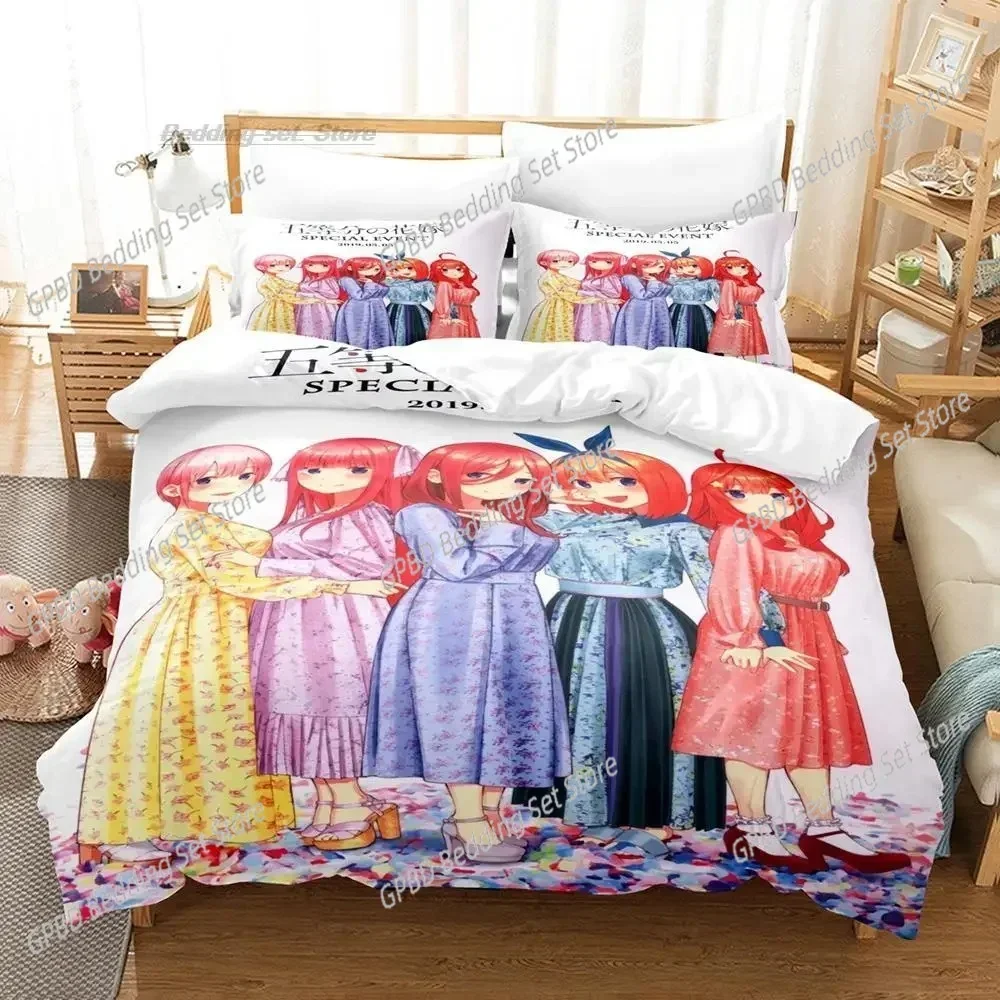 New Anime The Quintessential Quintuplets Comfortable Duvet Cover Pillowcase Bedding Set Children Bedroom Decoration Home Textile