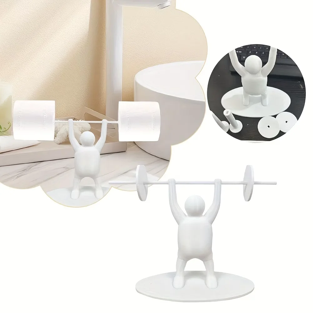 Interessanter Toilettenpapierhalter mit Gewichtheber-Motiv – Badezimmerdekoration im Fitness-Stil, lustiges Wohndekor-Geschenk für Fitness-Liebhaber – Detail 11