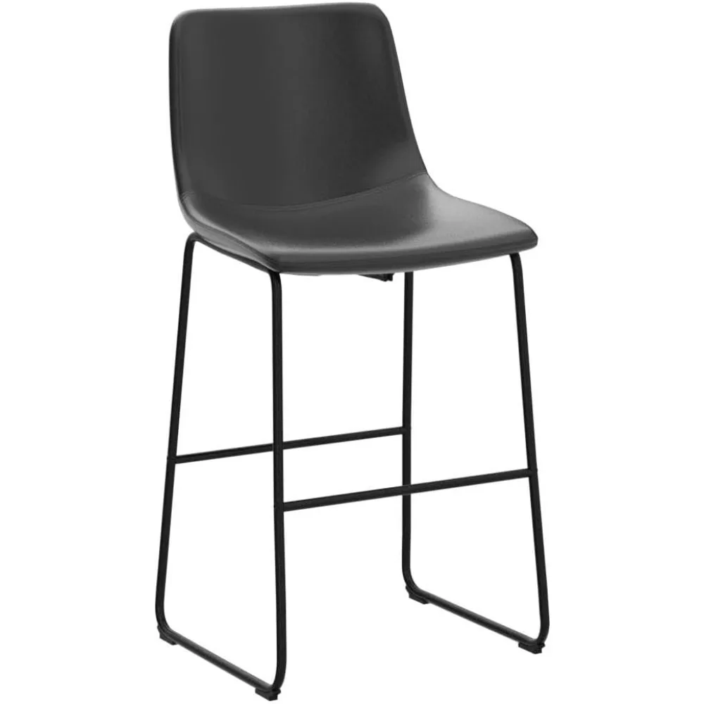طقم مقاعد بار حديثة مكونة من 30 ارتفاعًا مكون من قطعتين، جلد صناعي مع مسند ظهر وأرجل معدنية، تصميم بدون ذراع #4