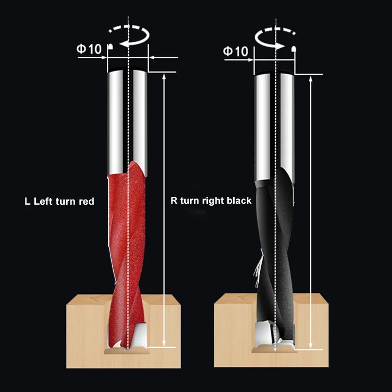 Drill Bit 2 Flute Wood Drill Bit Left/Right Rotation Carbide Hole Saw Cutter for Woodworking Row Drilling Tools 3-12mm