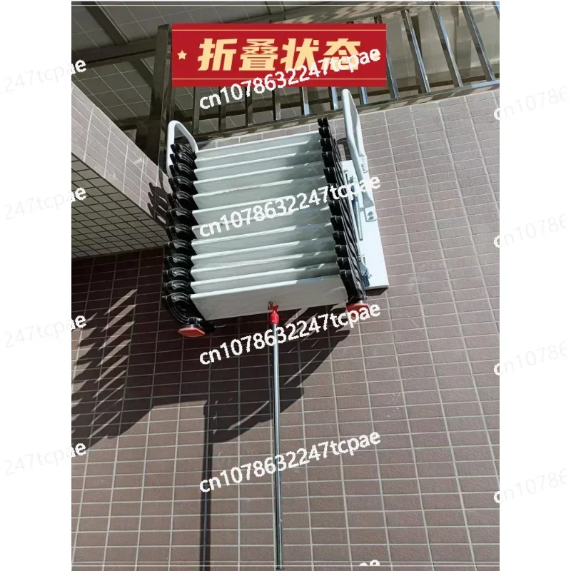 loft wall mounted retractable stairs foldable household fire duplex stretching ladders Indoor and outdoor wall