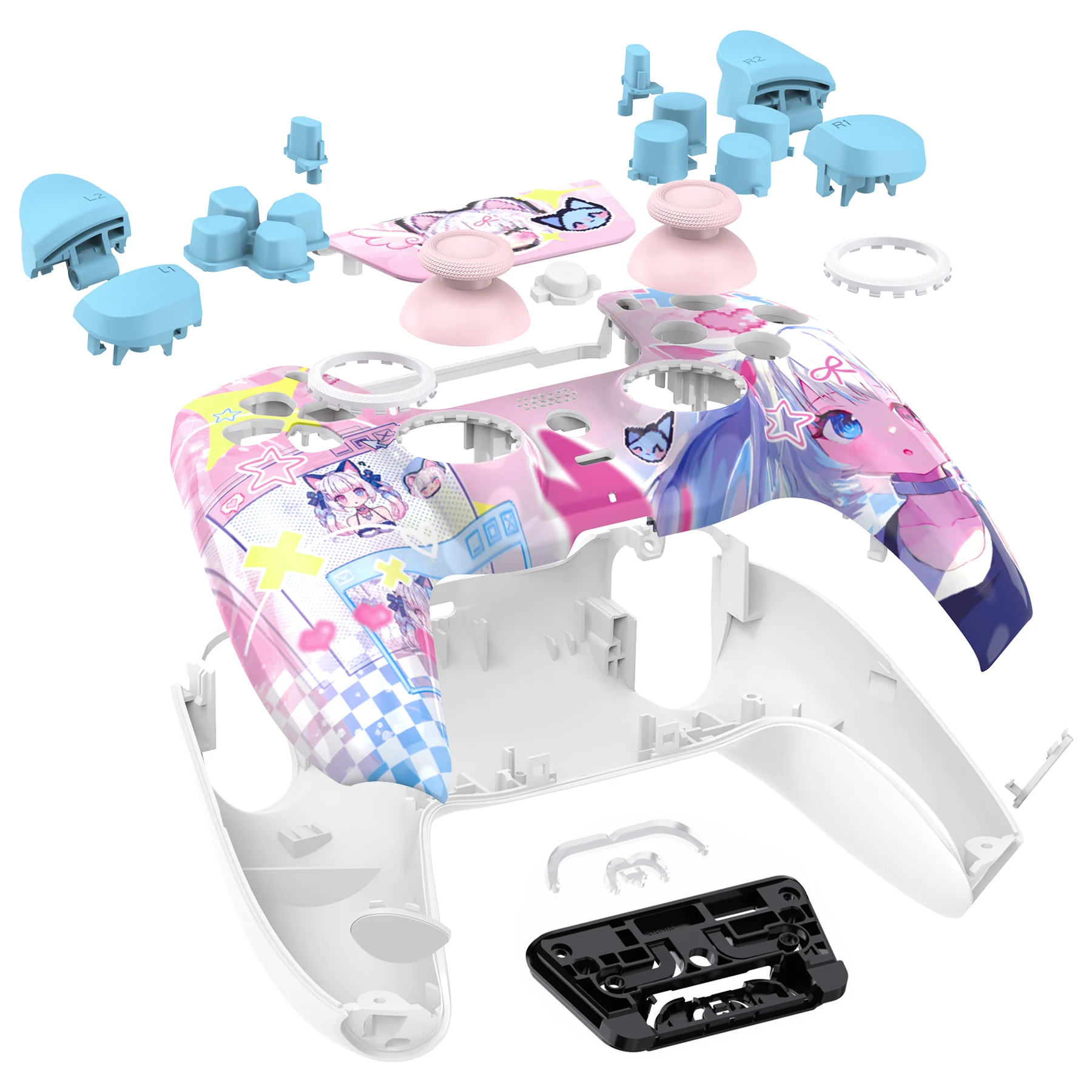 eXtremeRate LUNA Redesigned Replacement Full Set Shells with Buttons Compatible with ps5 Controller BDM-030/040/050 - MeWoow