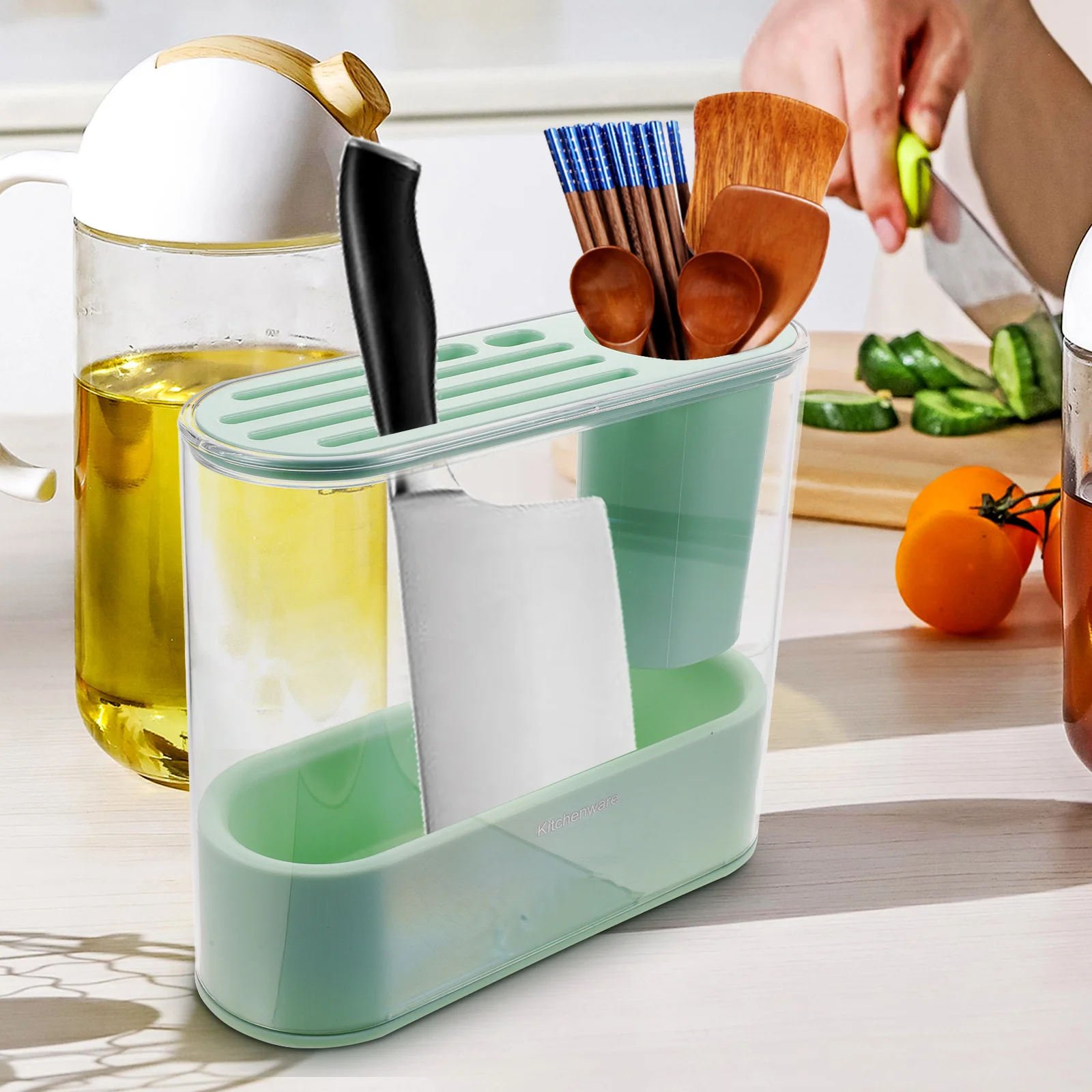 

Knife Rack Holder Utensil ganizer Kitchenware Storage Supplies PP ABS Material Easy Cleaning Detachable Barrel