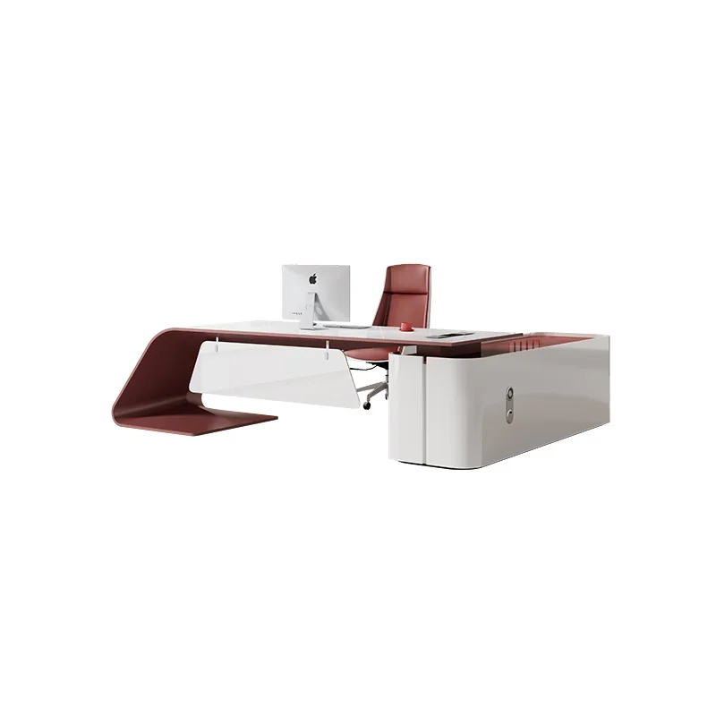 

Окрашенный стол руководителя, модный, простой, современный, создающий атмосферу, большой классный стол, L-образный угловой стол, легкий роскошный стол для начальника