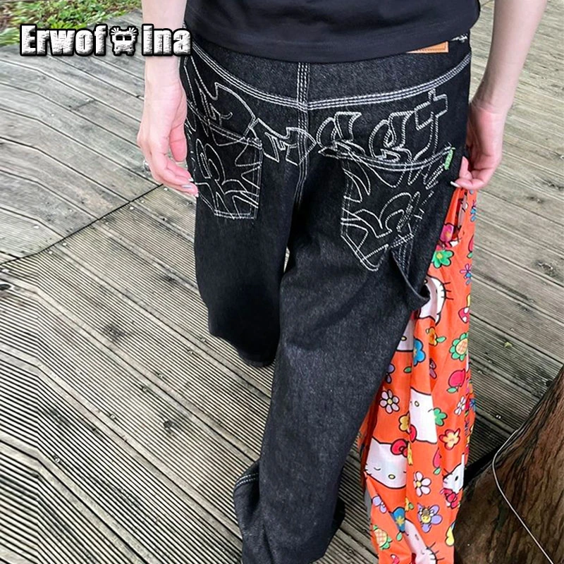 

Erwofeina Plus Size Women Jeans Boyfriend Loose Korean Fashion Denim Pants For Women Chic Streetwear Hip Pop Pant Jeans Y2k