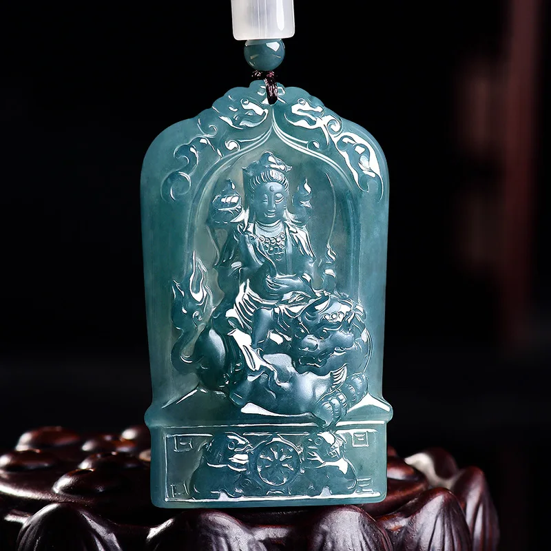 Natural Myanmar Jadeite Guanyin Pendant Necklace Vintage Fashion Real Jade Charm Designer Gemstone Luxury Gifts for Women