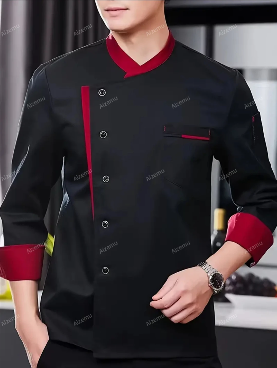 

Restaurant Chef Jacket Top Long short Sleeve Hotel Cafe Kitchen Work Wear Bakery Cooking Tops Food Chef coat Uniform for men