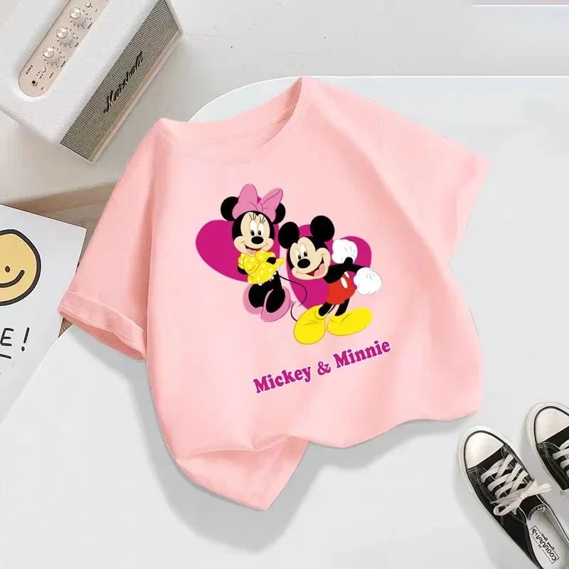 Disney Mickey Mouse print T-shirt Casual loose pullover Base shirt New style cartoon top baby thin soft cute short sleeve