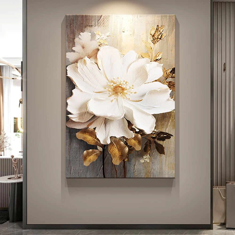 Modern Simple Wall Art Light Luxury Entry Abstract Flower HD Canvas Print Poster Home Living Room Entryway Corridor Decoration