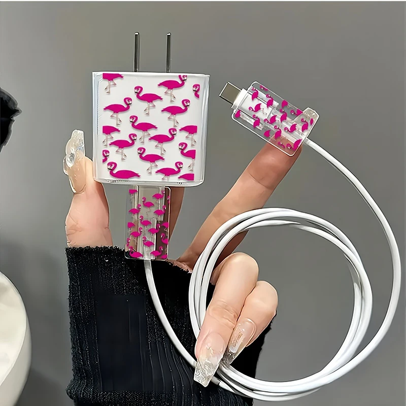 Cute Parrot Pattern Charger Protective Cover, Suitable for iPhone Models 12 13 14 15 16 Supports 18W 20W Fast Charging, 3Pcs Set