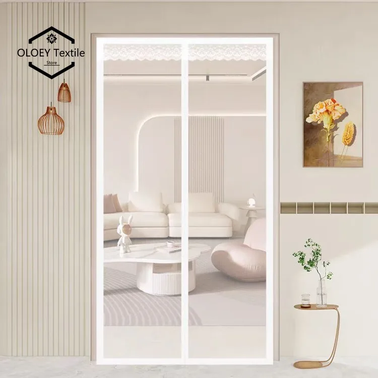 

Summer new magnetic block white mosquito repellent curtain for home use, Velcro nylon buckle lace mosquito net, no holes, silent