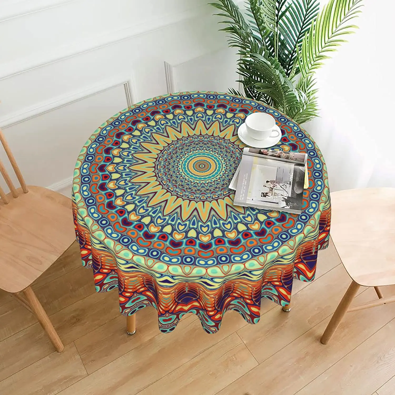 

Mandala Round Tablecloth 60 Inch Waterproof Tablecloths Boho Table Cloth Decorative for Picnic Party Holiday Home Indoor Outdoor