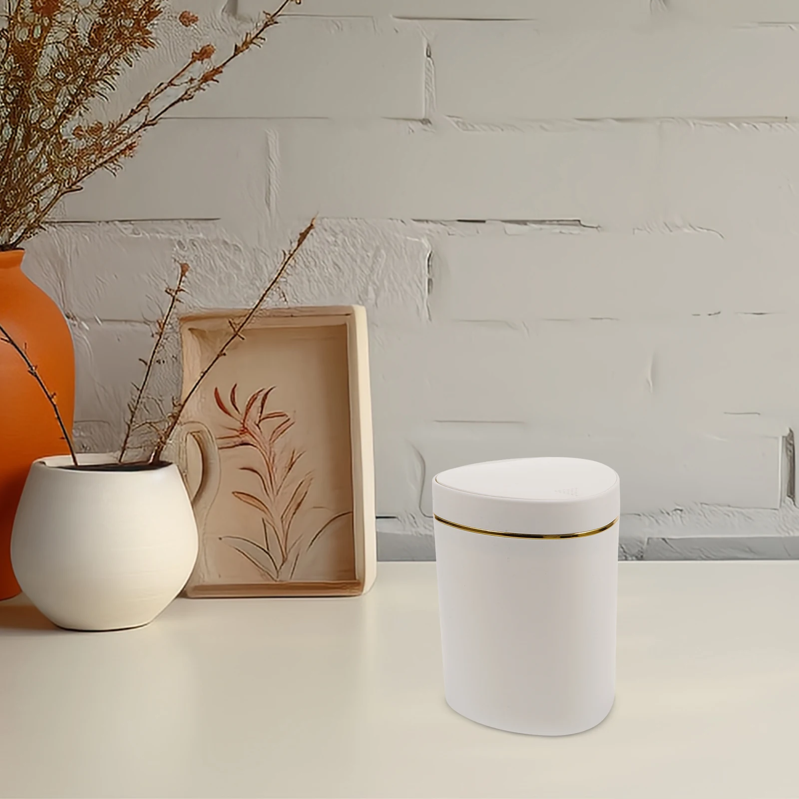 

Mini Desktop Trash Can Press Design Plastic Living Bedroom Dining Table Garbage Bin Waste Container Countertop Portable