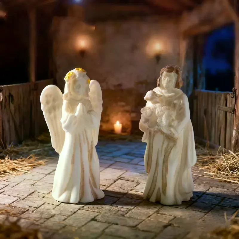 7Pcs Nativity Scene Figurines Set Religious Tabletop Decor Handcrafted Ornaments for Home Christmas Holiday Decoration