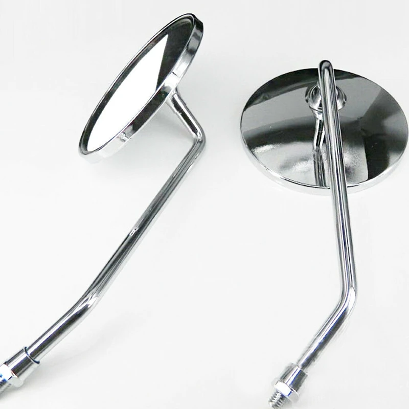 2PCS Motorcycle Mirrors Round Stock Style Long Stem Handlebar Mirrors For Honda / Kawasaki/ Suzuki/Vespa Type