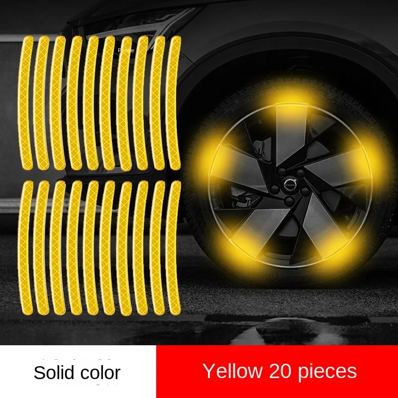 20 Pieces of Reflective Wheel Hub Stickers, Anti-scratch Body Decorative Rim Tape Warning for Cars Motorcycles and Bicycles