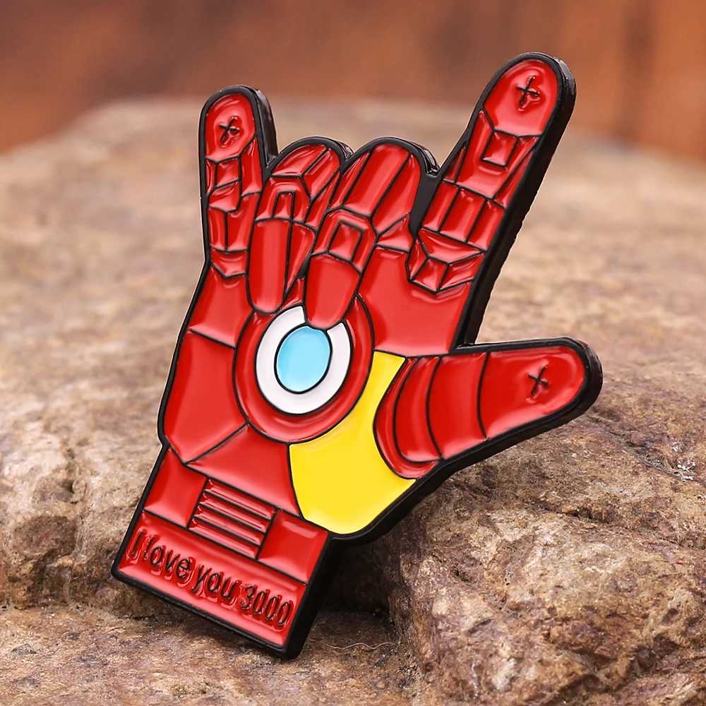 Marvel Film De Avengers Ijzeren Man Ik Hou Van Je 3000 Gebaar Emaille Reversspeldjes Mollige Buik Thor Cartoon Badges Broches