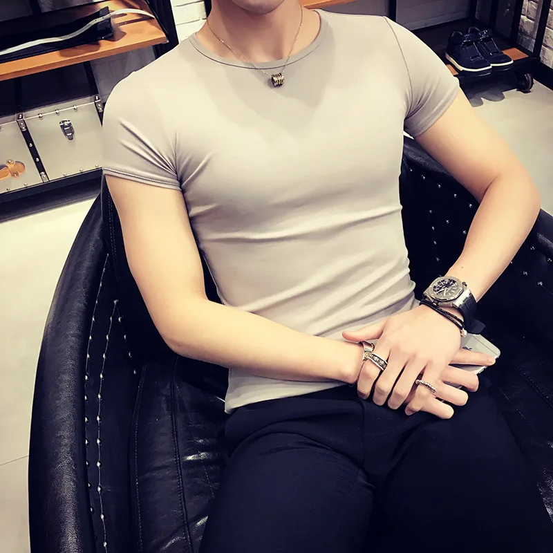 

Men's Slim Fit Ice Silk ort Sve T-irt Summer New Sle Thin Base irt Comfortable Breathable Polyester Fiber Top