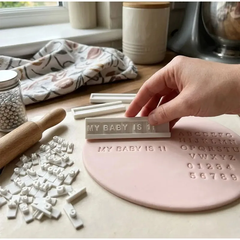 Handmade Alphabetic Numeric Clay Stamp Kit Ceramic Mold With Tray 26 Letters/10 Numbers DIY Craft Pottery Alphabet Stamping Tool