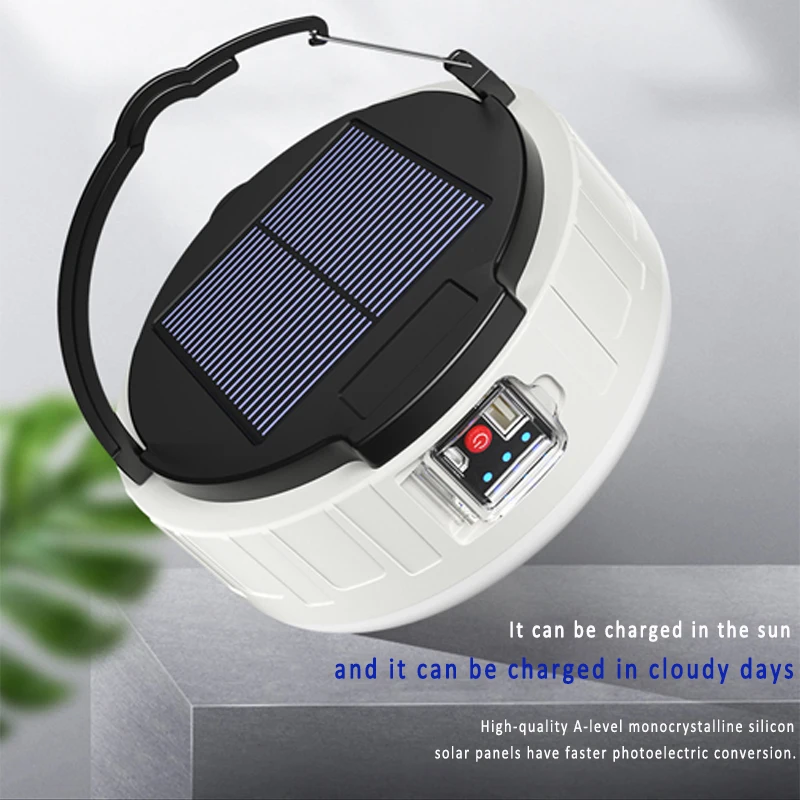 Luz LED Solar para acampada, linterna de emergencia con carga USB, superbrillante, para exteriores, con Control remoto, impermeable, 100W