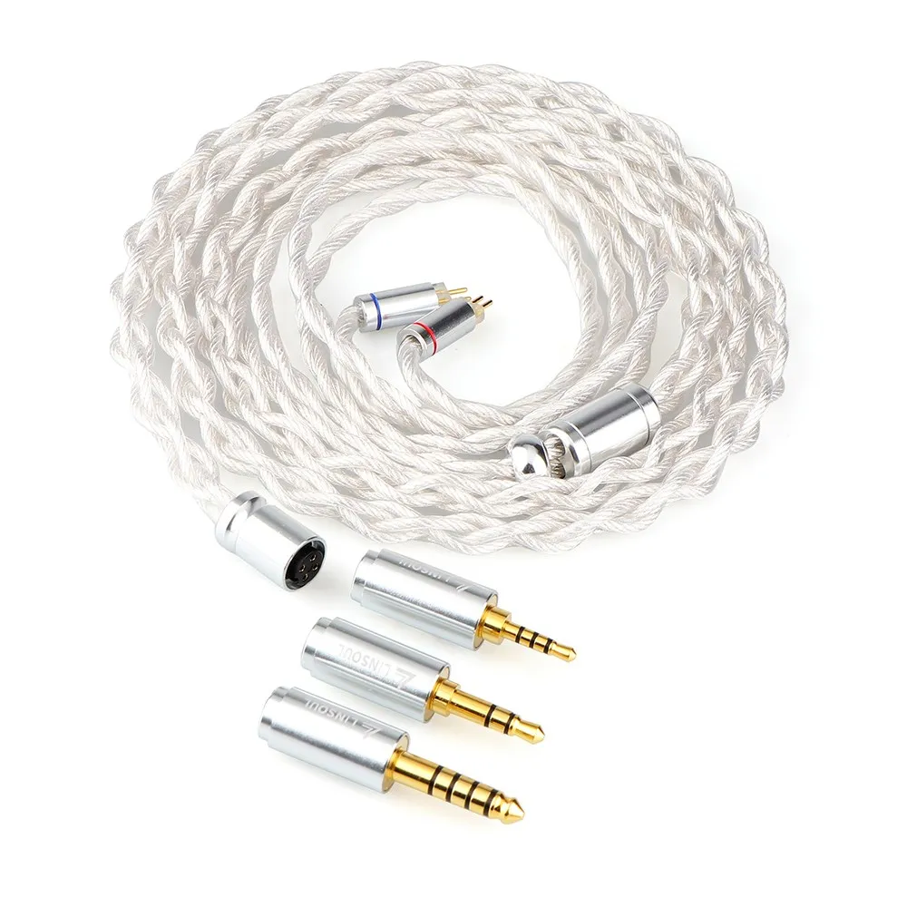 

XC01 4-Strand Single Copper Silver-Plated Litz HiFi Audio Cable with Swappable 2.5mm/3.5mm/4.4mm Connectors