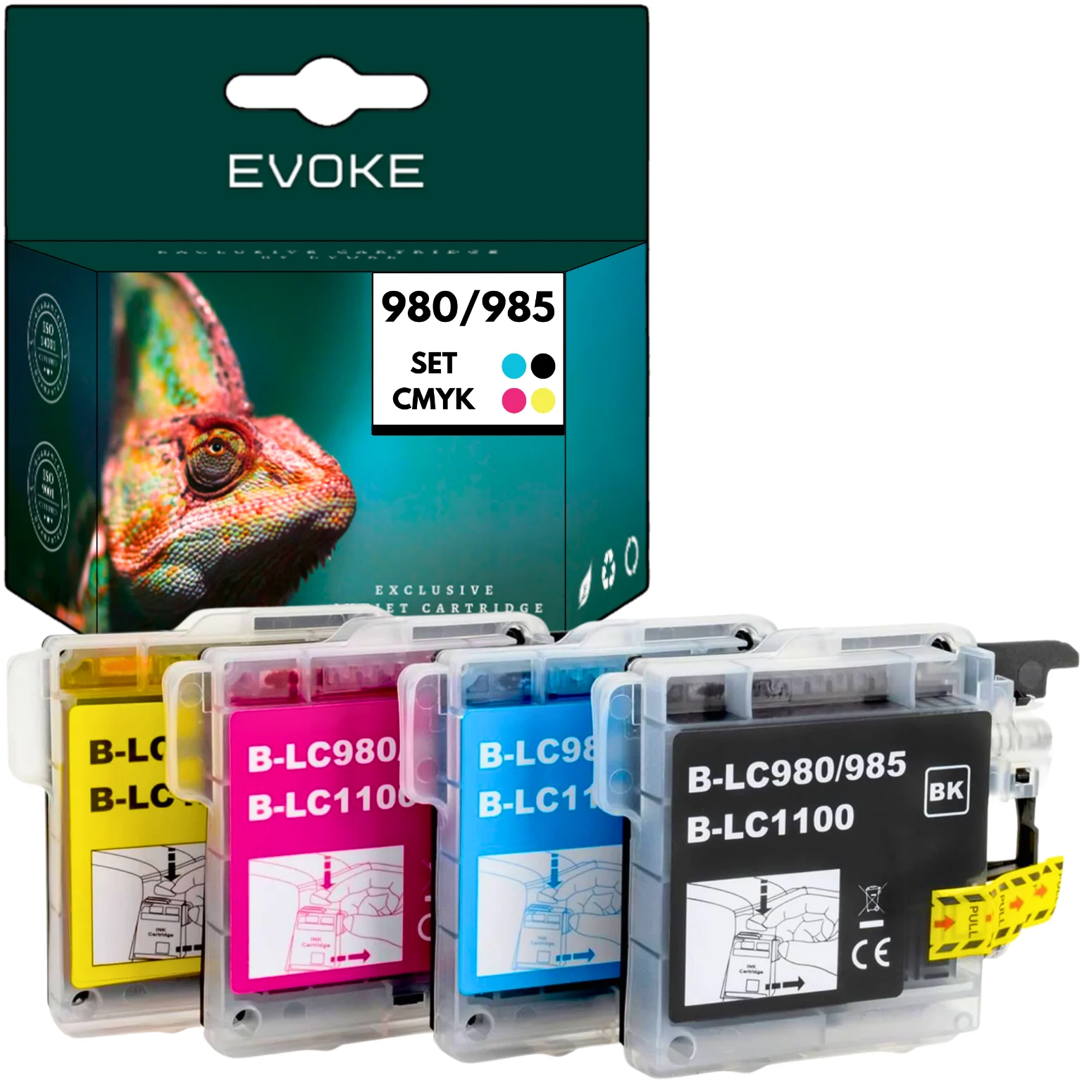 Evoke compatibele inkt voor Brother Lc-980 Lc980 Lc-985 Lc985 Lc-1100 Lc1100 4X Cmyk Dcp-145C Dcp-163C Dcp-165C Dcp-167C Dcp-185C Dcp-195C Dcp-197C Dcp-383C Dcp-385C Dcp-387C Dcp-365Cn Dcp-395Cn