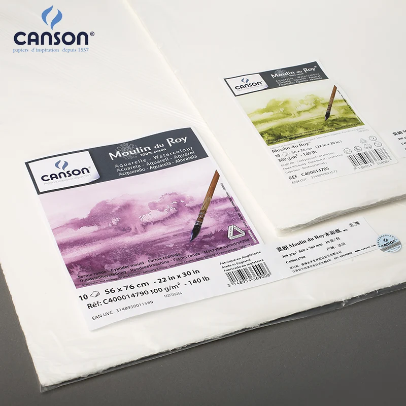 Canson Moulin WATERCOLOR PAPER 300g fine/medium/rough painting paper 100% cotton acuarelas material de papel