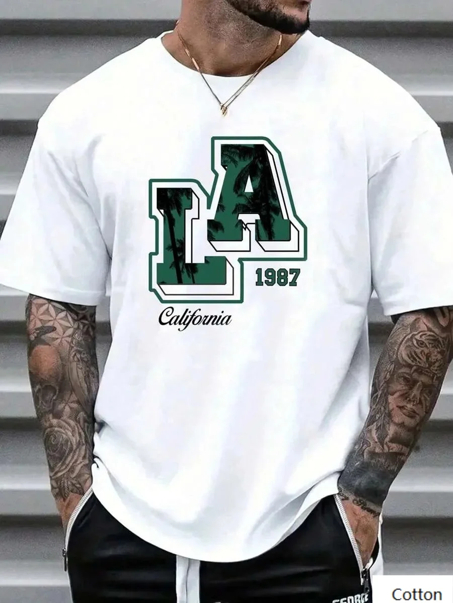 

Mens Cotton Tee Featuring LA 1987 Print Urban Retro Fashion Stand Out with The Iconic LA Design Express Your Passion for Culture