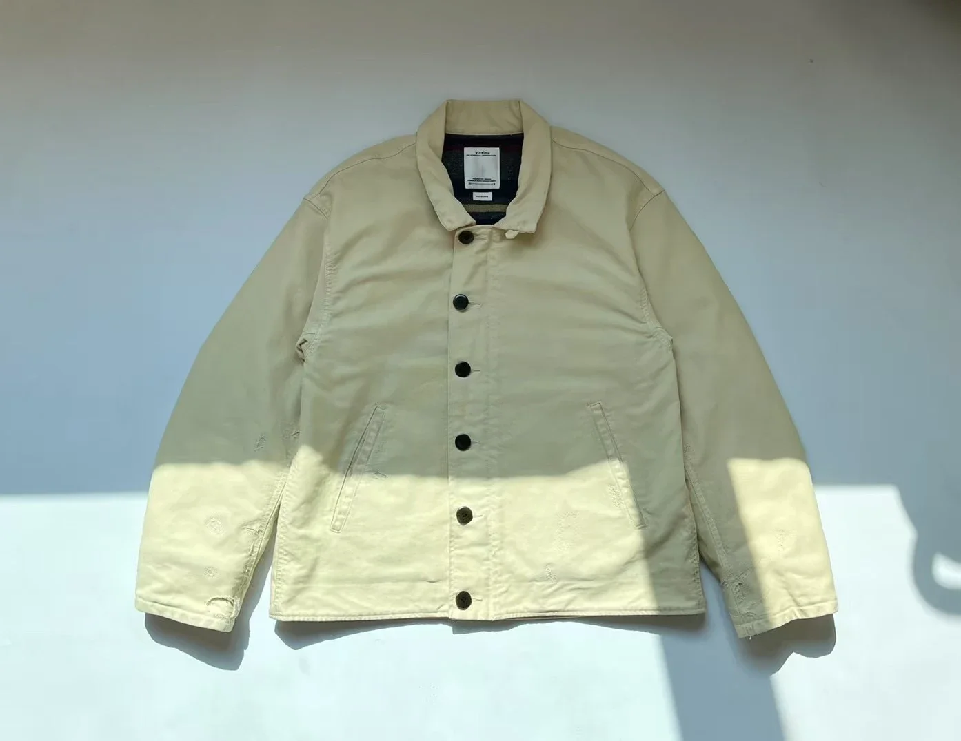 VISVIM WMV PURSER DECK patch vlek gemaakt oud dek colbert