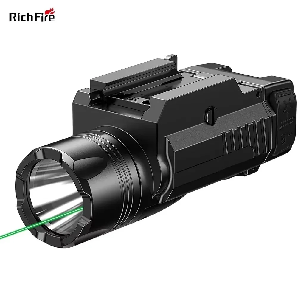 

Type-C Rechargeable Tactical Flashlight 1000 Lumens Adjustable Rail Mounted Compact Pistol Laser for Glock Taurus