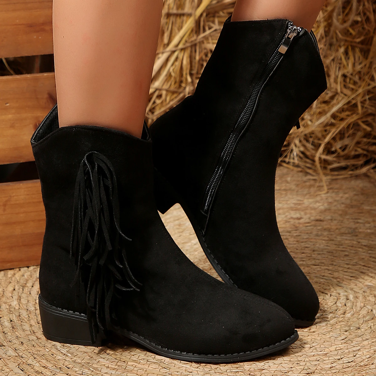 

2025 Spring Autumn Women Fashion Lace-Up Ankle Boots Shoes Comfortable Low Trend Heel Short Boots Woman Plus Size Botas Mujer