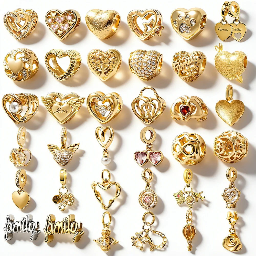 

Бестселлер: Набор для самостоятельного изготовления романтических золотых браслетов с блестящими подвесками в форме сердца, подходящих для различных типов браслетов-змейок, ювелирные украшения на годовщину, подарки